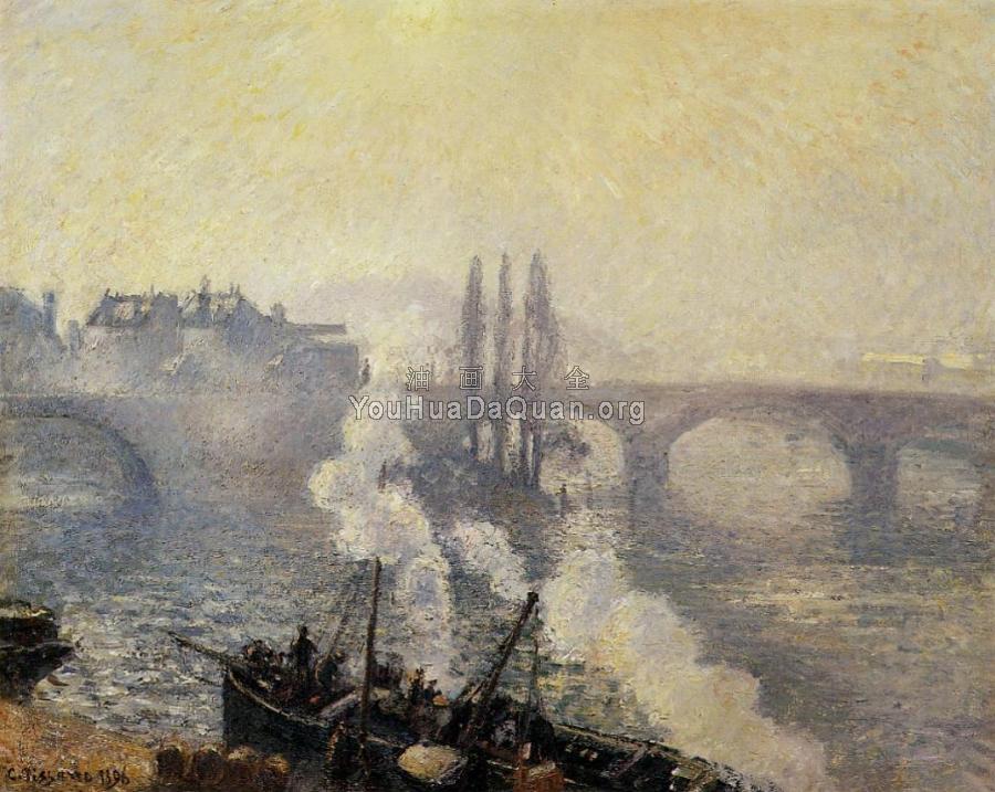 The Corneille Bridge, Rouen, Morning Mist - 卡米耶·毕沙罗